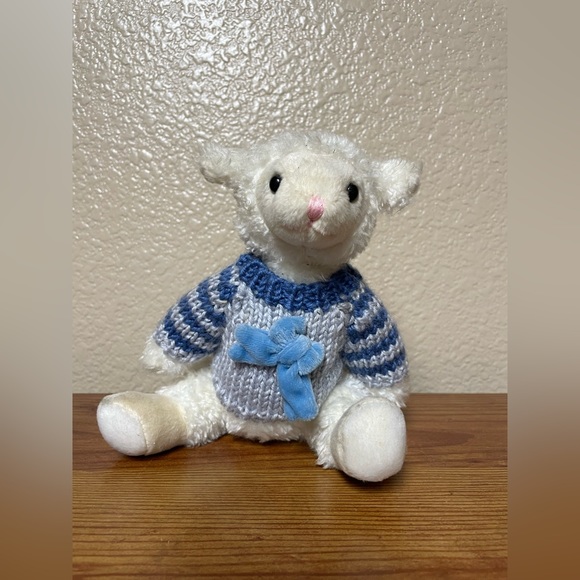 Commonwealth jointed Lamb plush in Blue sweater 9” - Picture 2 of 5